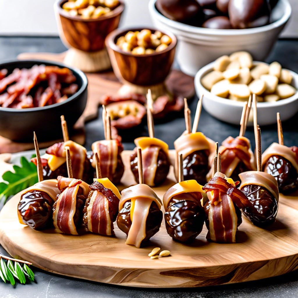 bacon wrapped date footballs