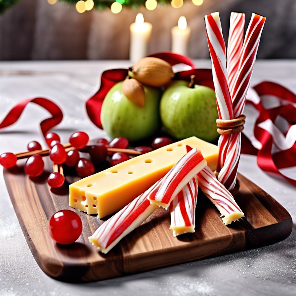 candy cane fruit and cheese strips