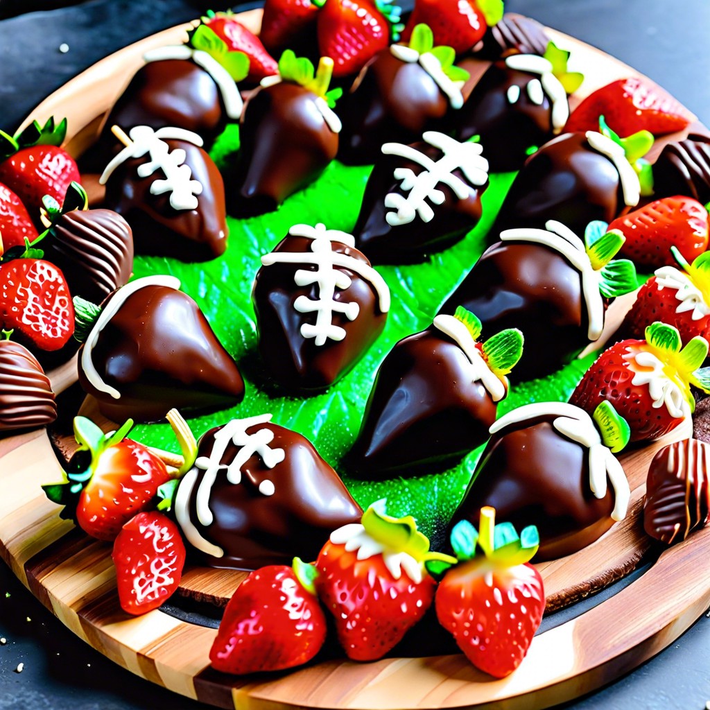 chocolate covered strawberry footballs