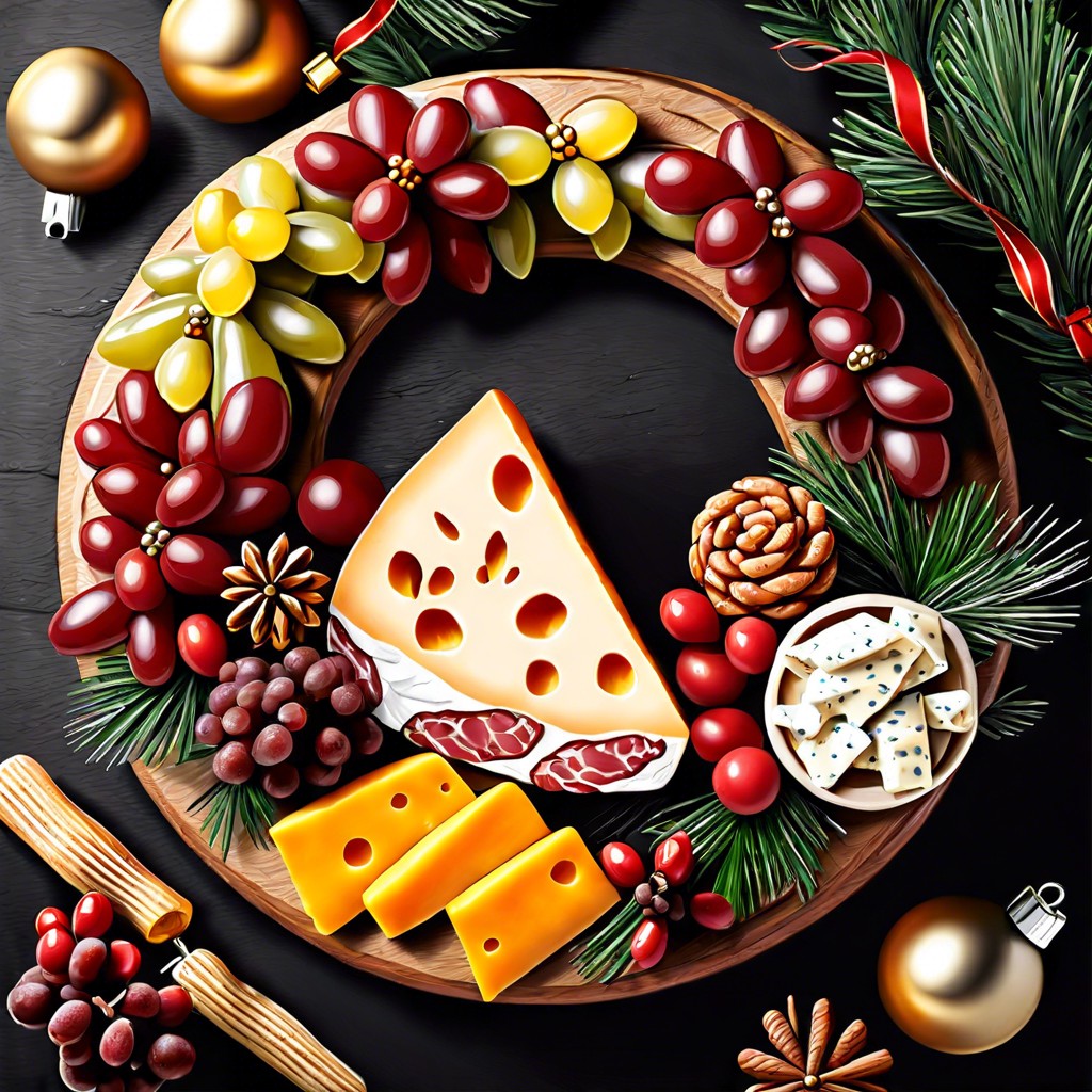 festive meat and cheese wreath