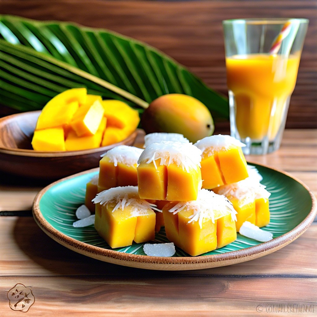 frozen mango coconut bites