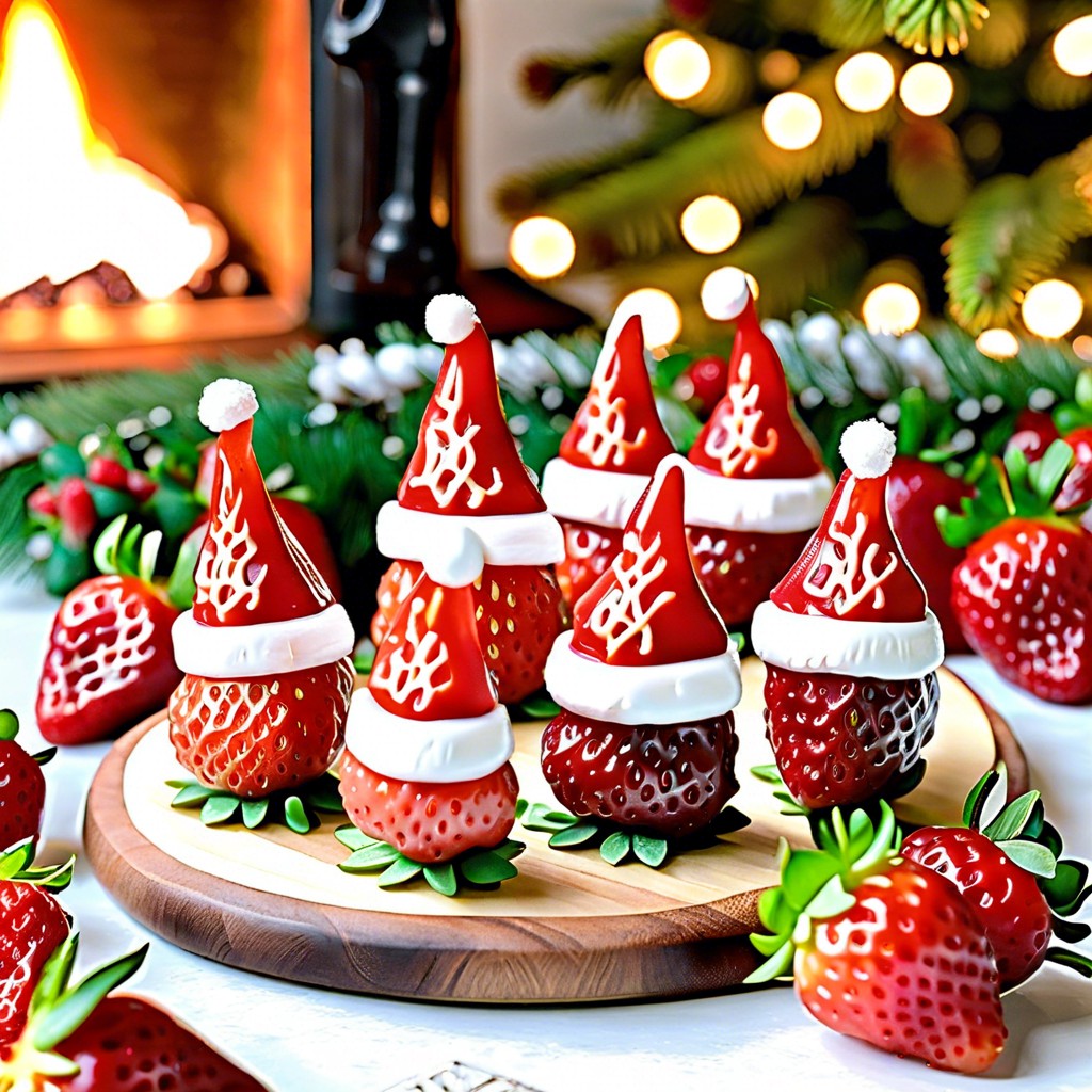 mini santa hat strawberries