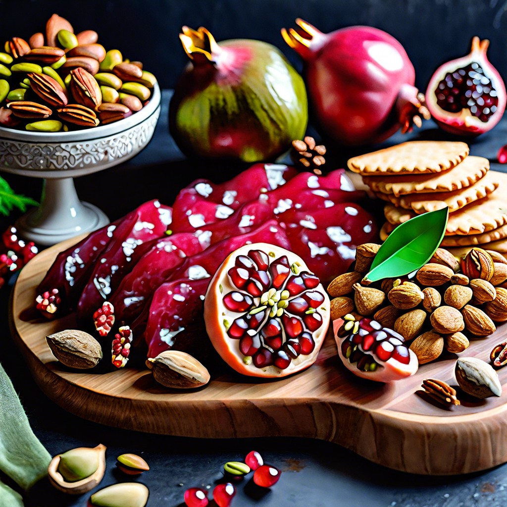 pomegranate and pistachio clusters