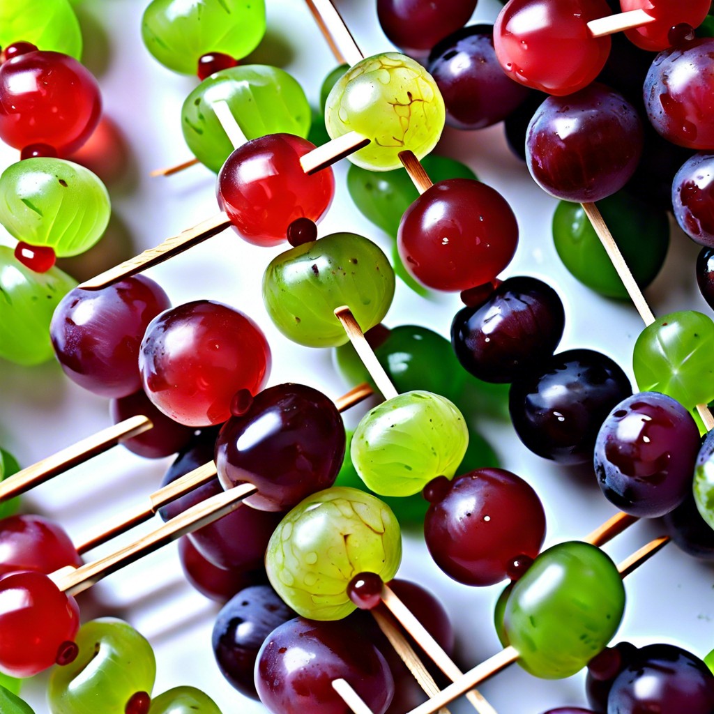 red and green grape skewers